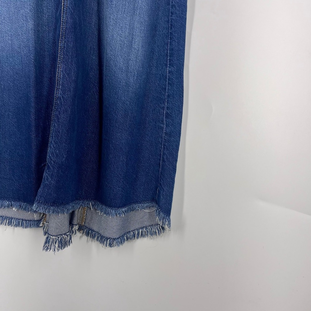 Johnny Was Vienna Maxi Skirt Blue Denim Raw Hem Back Slit Size 30 Womens - Picture 6 of 14